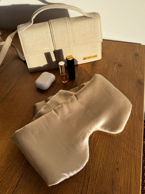 Masque bandeau de relaxation -  bouillotte sèche incluse 100% pure soie 22 mommes