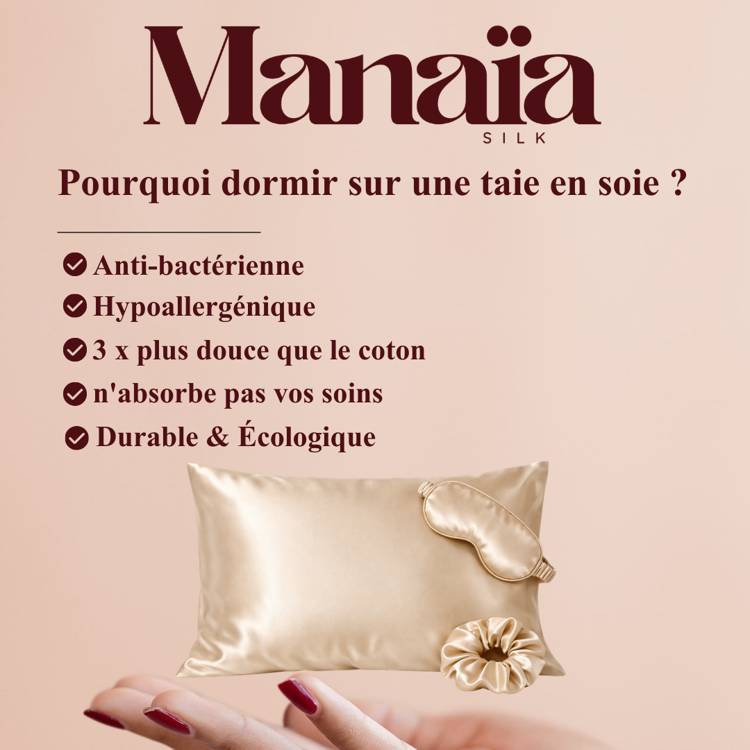 Taie d'oreiller  - 100% Pure soie de mûrier